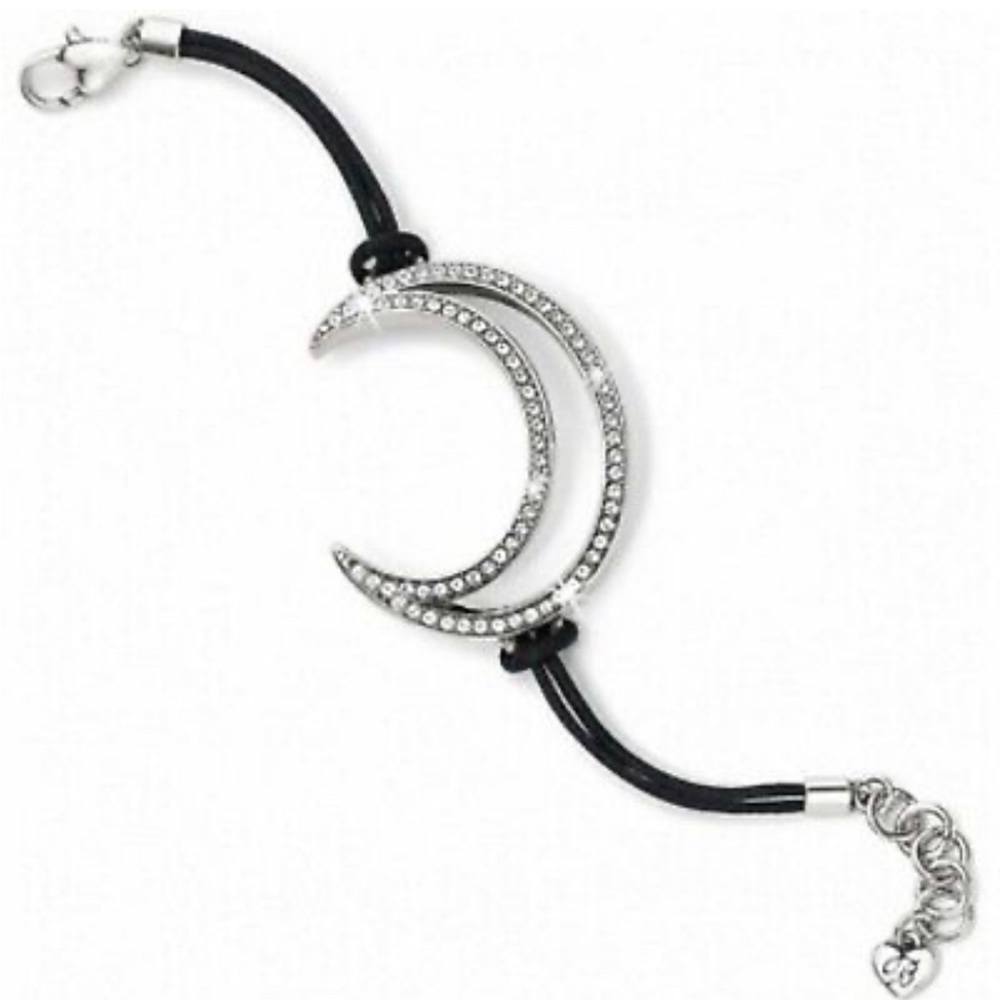 NWT🦋Brighton🦋Starry Night Uber Moon Crystal Silver Black Cord Bracelet